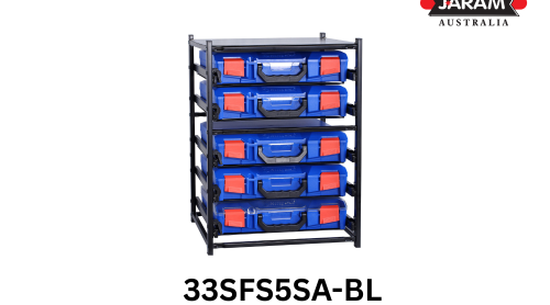 5 Small Drawer Frame Assembled c/w 5 small PC Lid cases StorageTek Blue Case (33SFS5SA-BL)